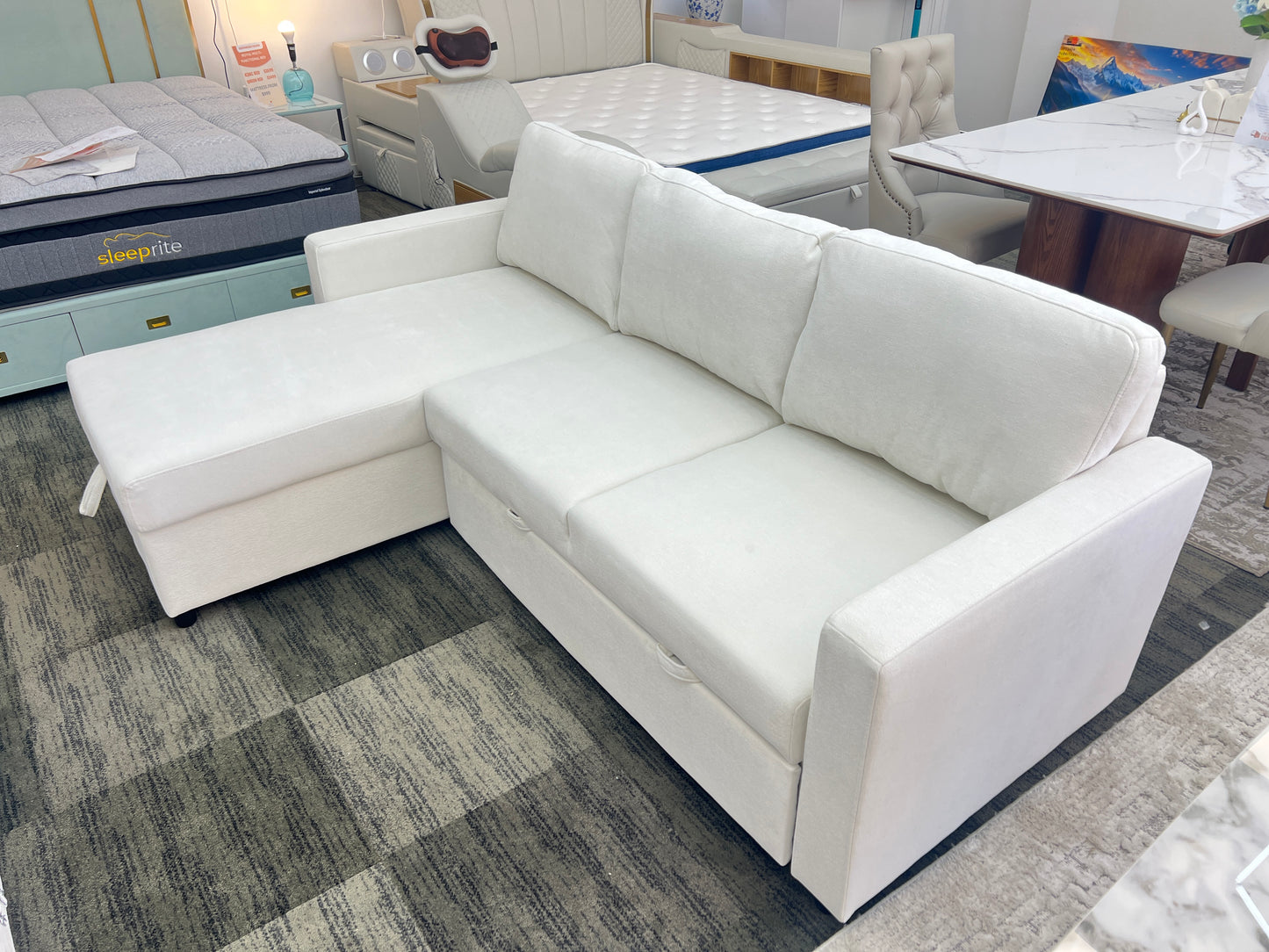 MILANO Pullout Sofa Bed with Storage Chaise
