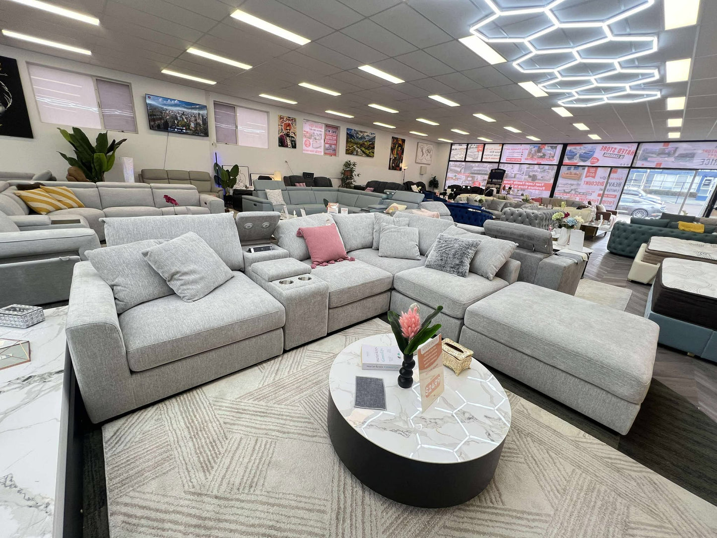 TORY 5-Seater Modular Lounge With Ottoman & Smart Console