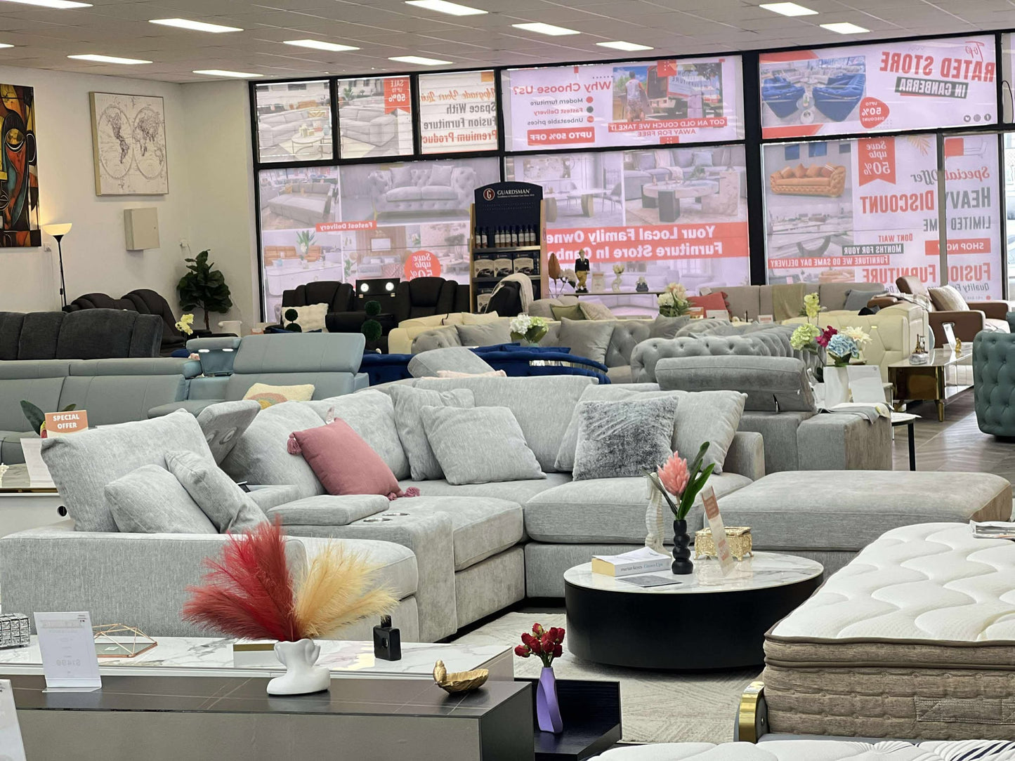 TORY 5-Seater Modular Lounge With Ottoman & Smart Console
