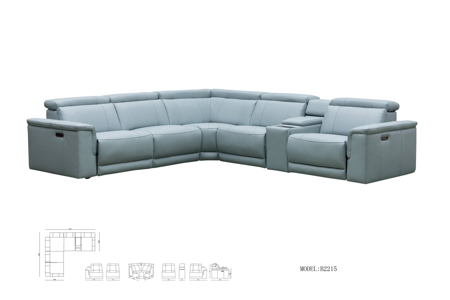 CENTRO THICK GENUINE LEATHER MODULAR ELECTRIC RECLINER