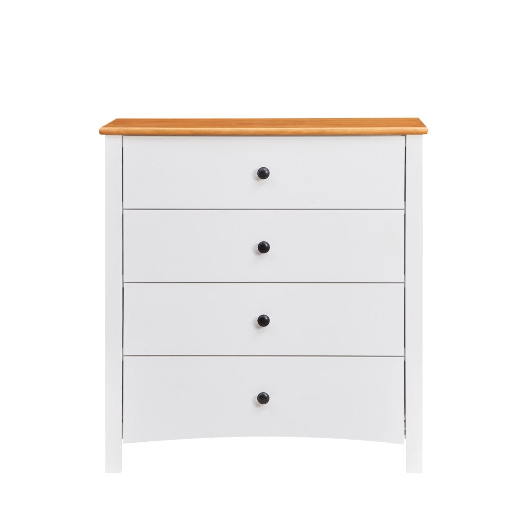 Fusion 4 DRAWER TALLBOY 42X90X95CM-WHT/MID BROWN