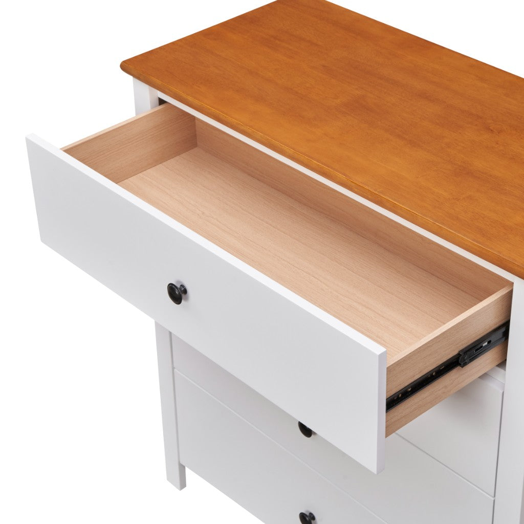 Fusion 4 DRAWER TALLBOY 42X90X95CM-WHT/MID BROWN