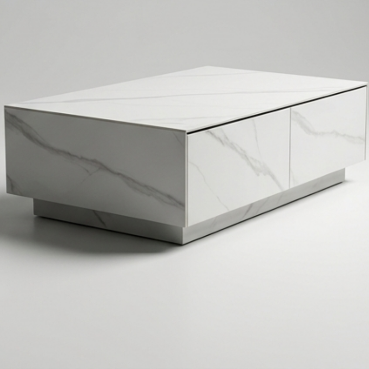 WHITE STONE COFFEE TABLE