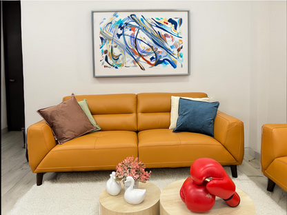 Orange 3 + 2 Seater Genuine Leather Sofa