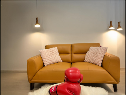 Orange 3 + 2 Seater Genuine Leather Sofa