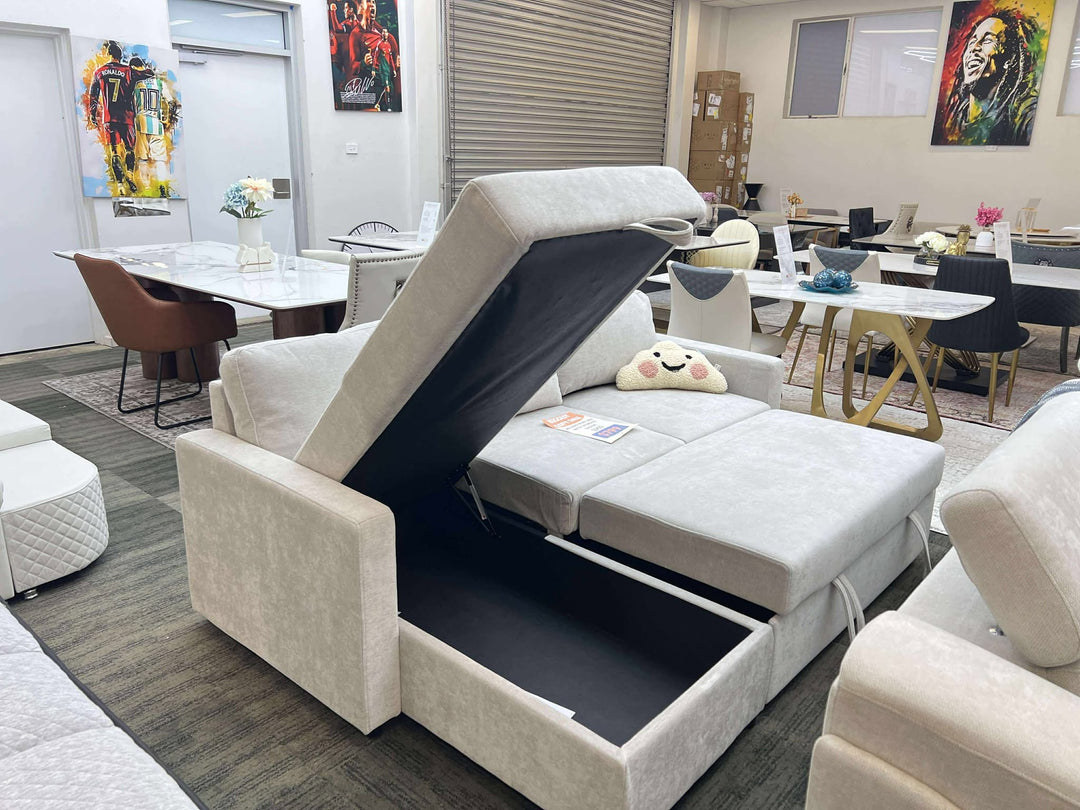MILANO Pullout Sofa Bed with Storage Chaise