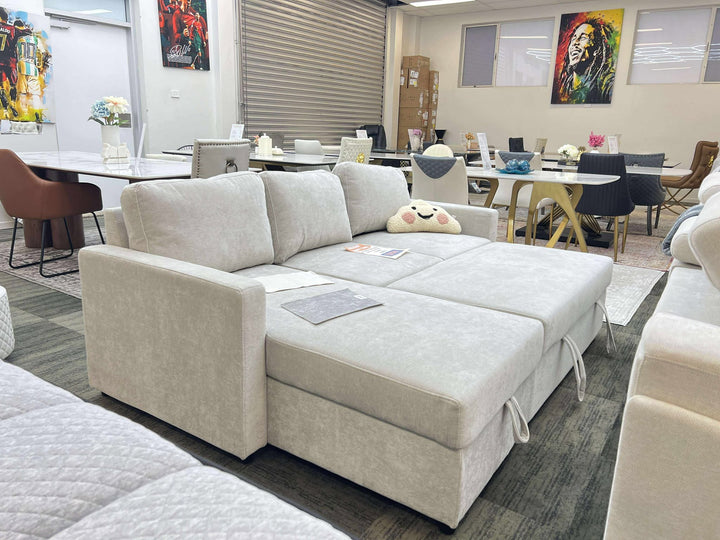 MILANO Pullout Sofa Bed with Storage Chaise