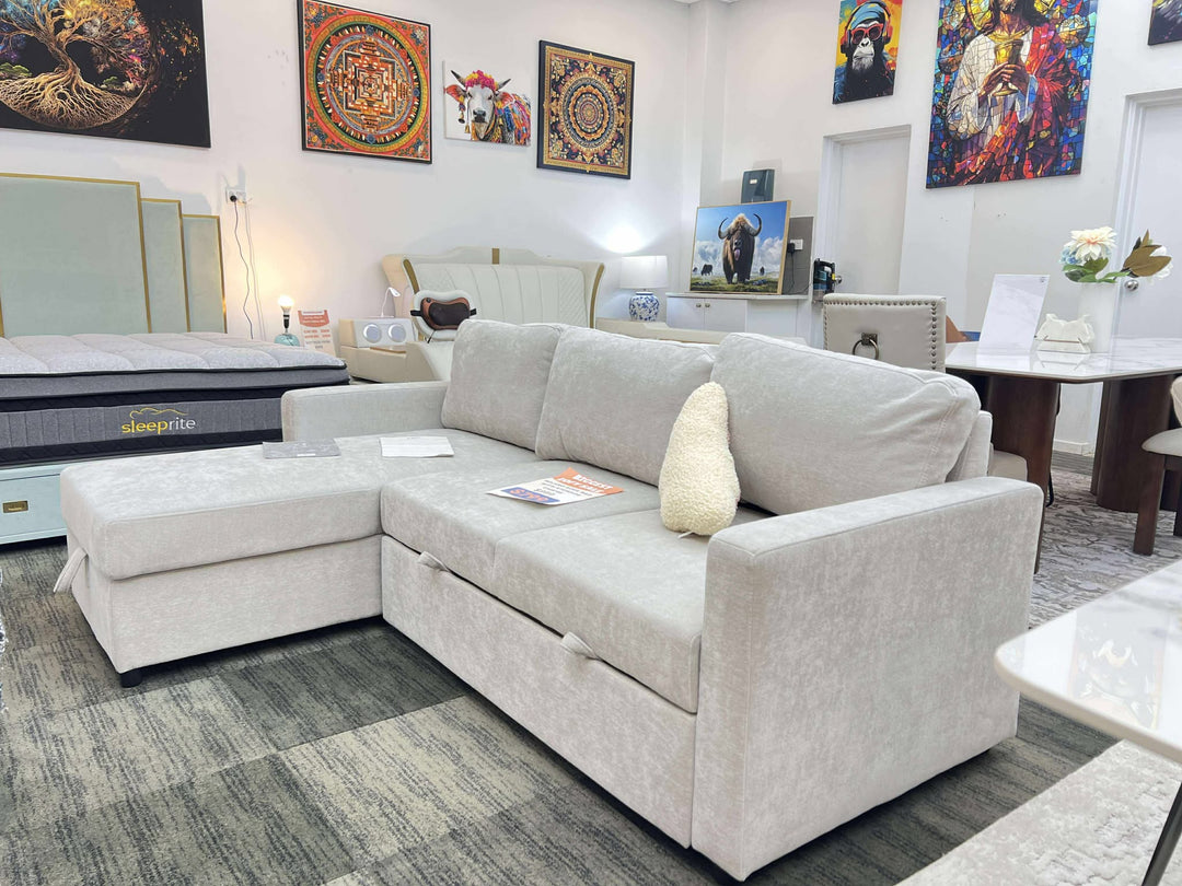 MILANO Pullout Sofa Bed with Storage Chaise