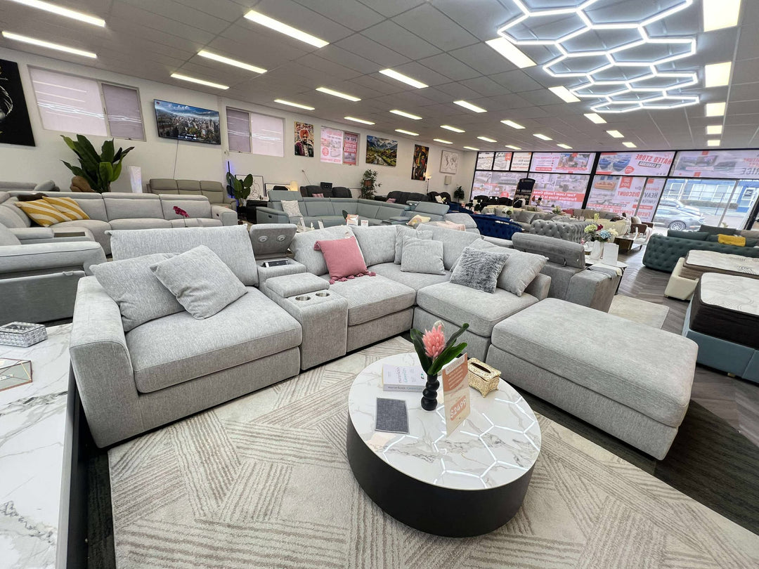 TORY 5-Seater Modular Lounge With Ottoman & Smart Console