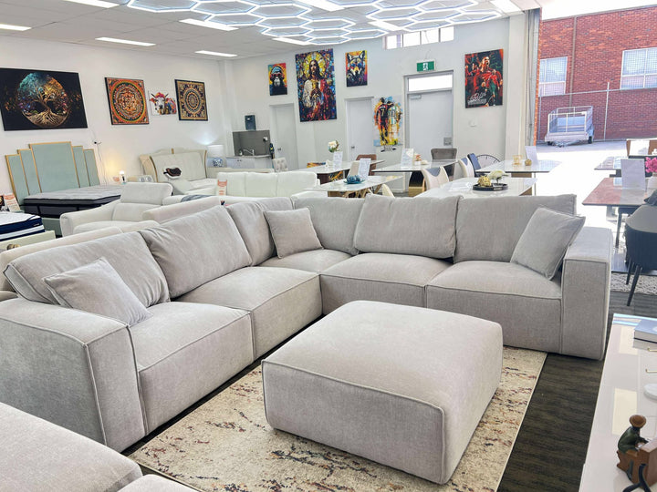 OLIVIA FIVE SEATER MODULAR SOFA WITH OTTOMAN