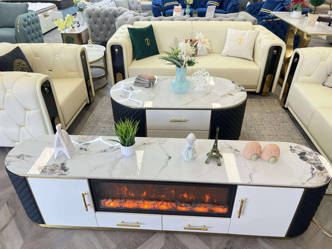 MILO TV UNIT - Luxury Entertainment Unit with Decorative Fireplace