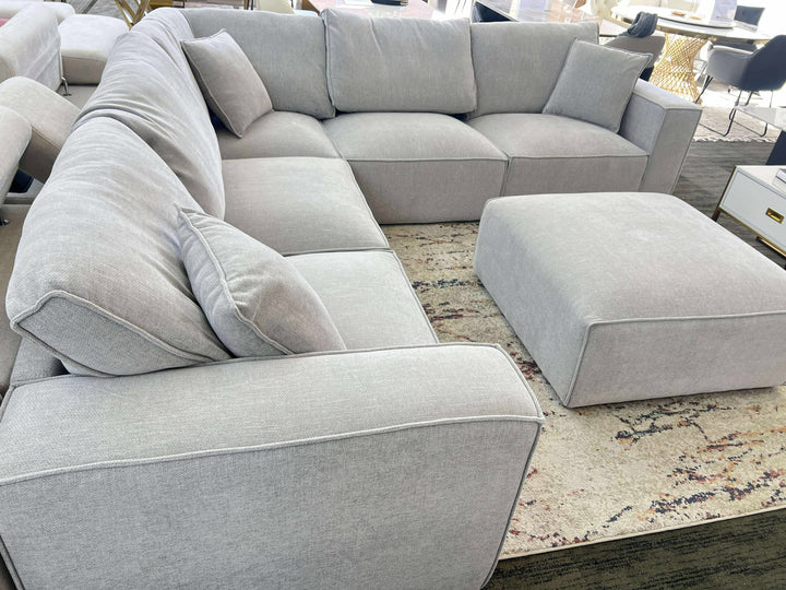 OLIVIA FIVE SEATER MODULAR SOFA WITH OTTOMAN