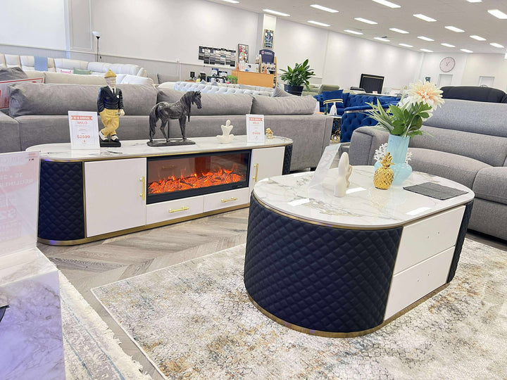 MILO TV UNIT - Luxury Entertainment Unit with Decorative Fireplace