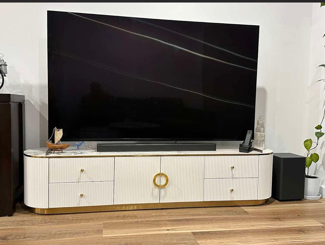 ZARA TV UNIT - Sintered Stone & Steel Entertainment Unit