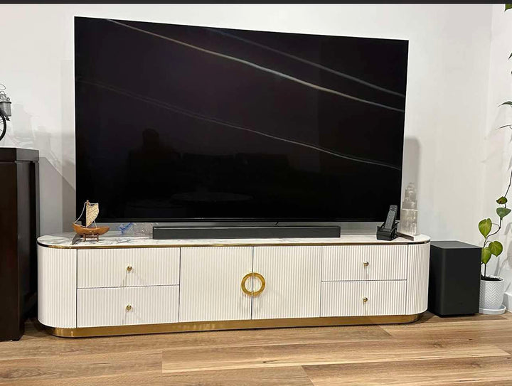 ZARA TV UNIT - Sintered Stone & Steel Entertainment Unit