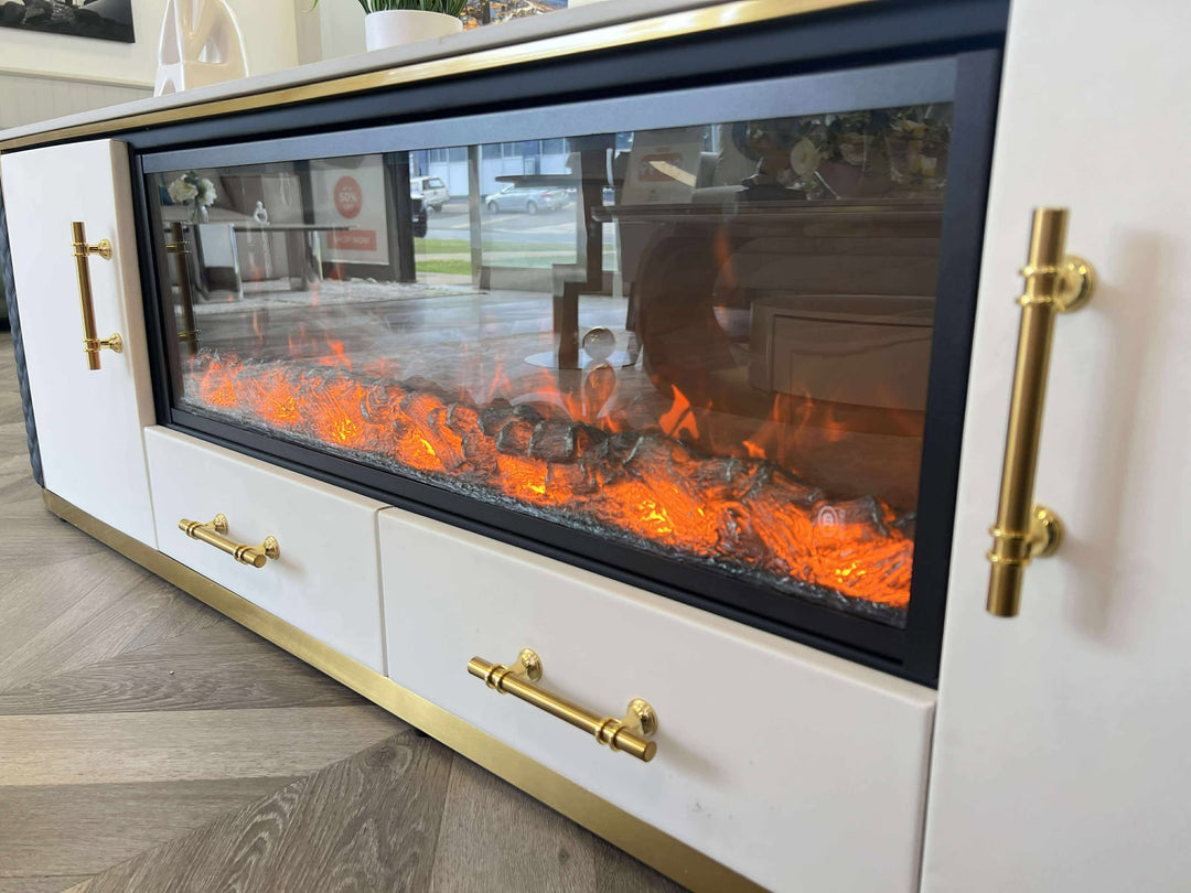 MILO TV UNIT - Luxury Entertainment Unit with Decorative Fireplace