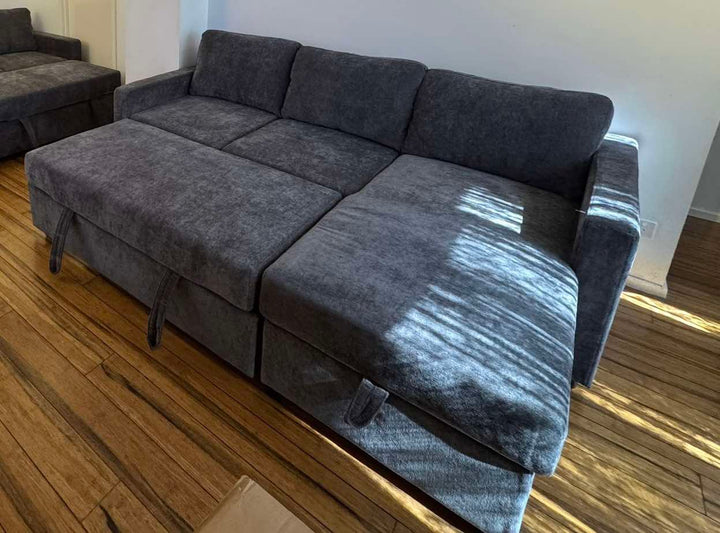 MILANO Pullout Sofa Bed with Storage Chaise