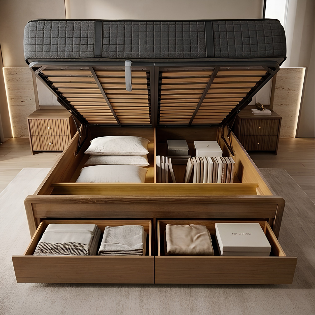 BARCELONA Wooden Bed W/ Storage