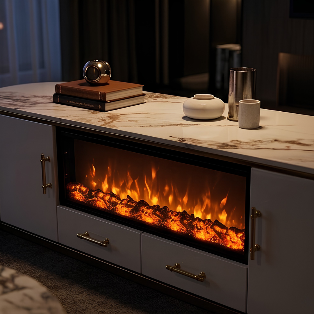MILO TV UNIT - Luxury Entertainment Unit with Decorative Fireplace