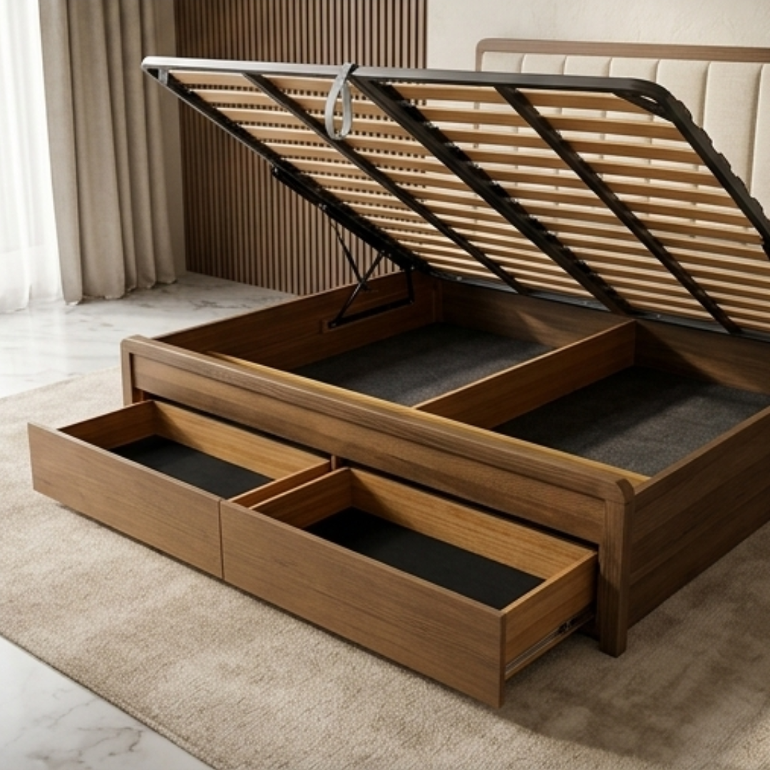 BARCELONA Wooden Bed W/ Storage