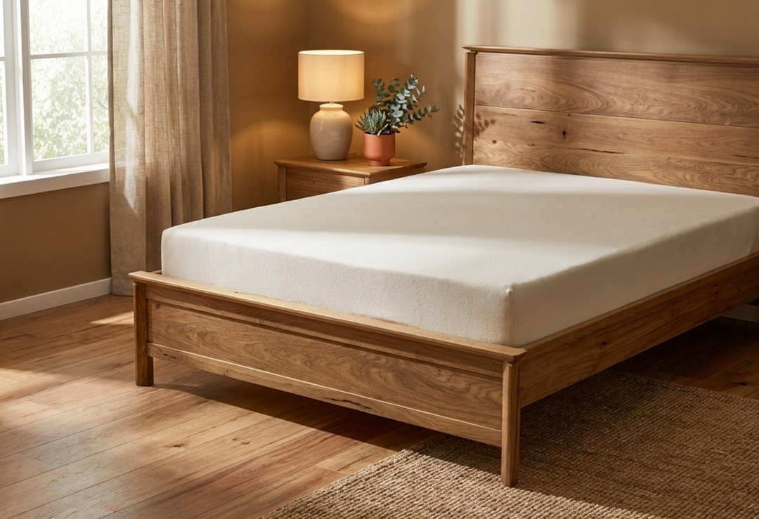 Atherton Queen Bed in Natural Marri Timber