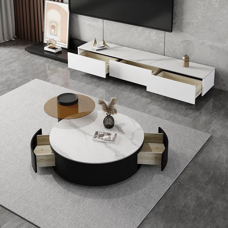 LuxeStone Sintered Marble Living Room Set - TV Unit & Coffee Table