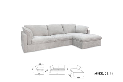 Cali Plush Design Three Seater With Chaise