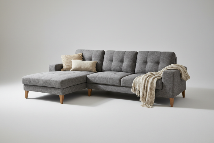 CLUB FAB 2S SOFA WITH LHF & RHF CHAISE-GREY