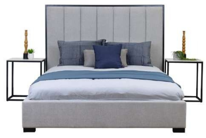 Klimt Bed with Tall Channel Headboard & Marble Bedside