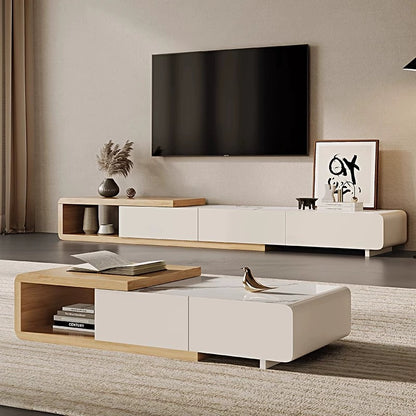 ModuLuxe Extendable Marble & Wood Living Room Set