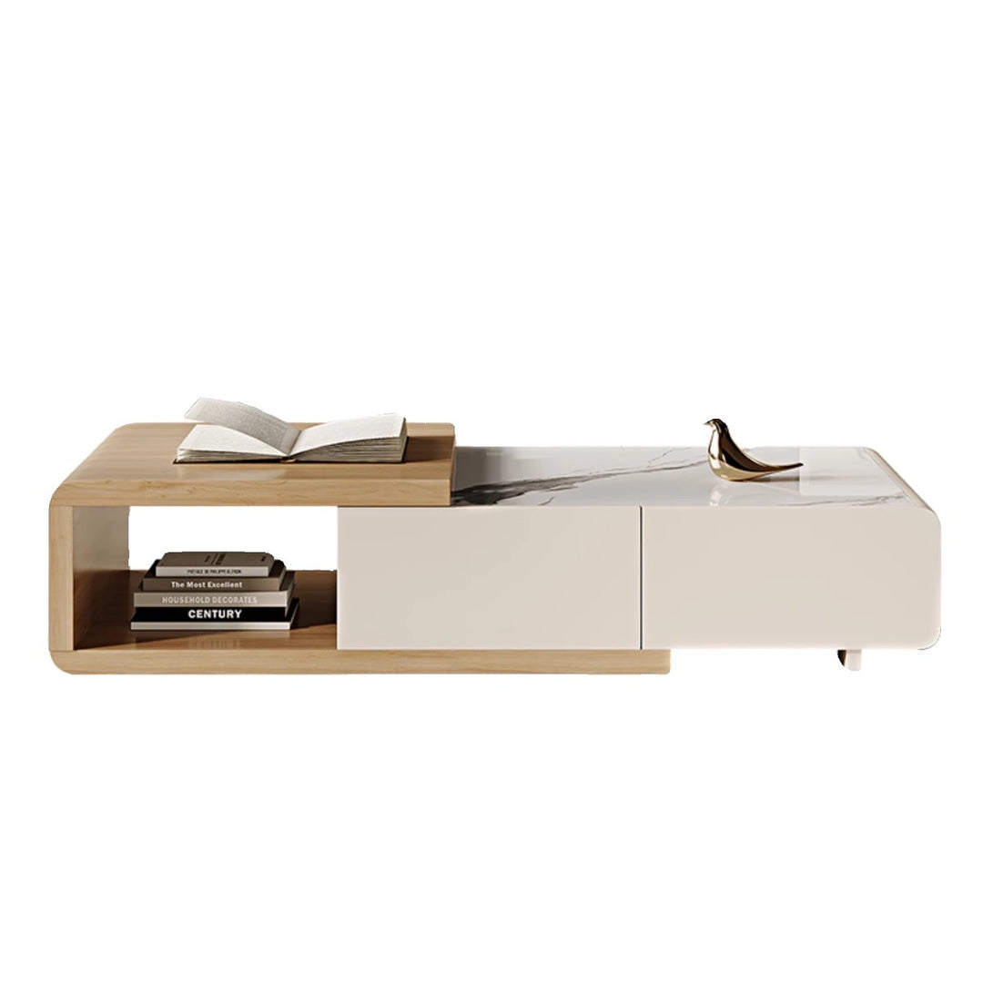 ModuLuxe Extendable Marble & Wood Living Room Set