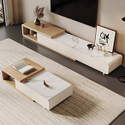 ModuLuxe Extendable Marble & Wood Living Room Set