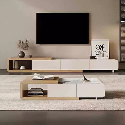 ModuLuxe Extendable Marble & Wood Living Room Set