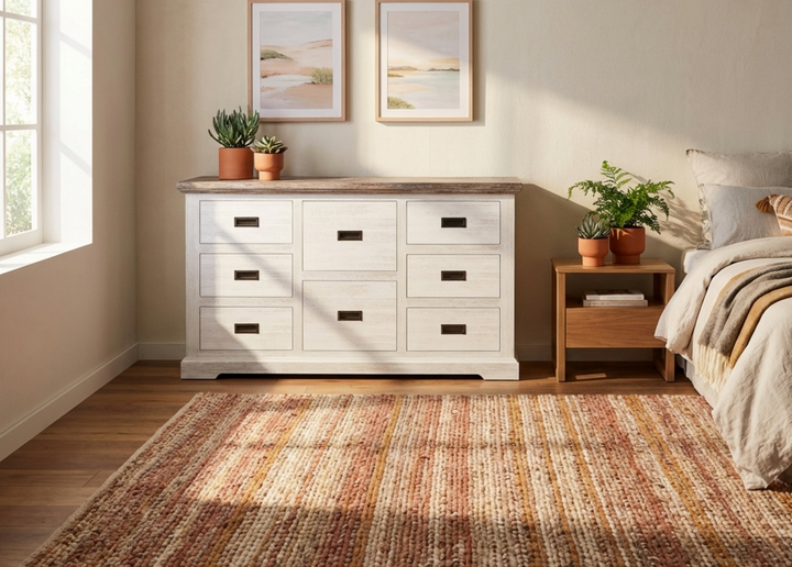 Folkestone Multi-Coloured Acacia Dresser with White Base