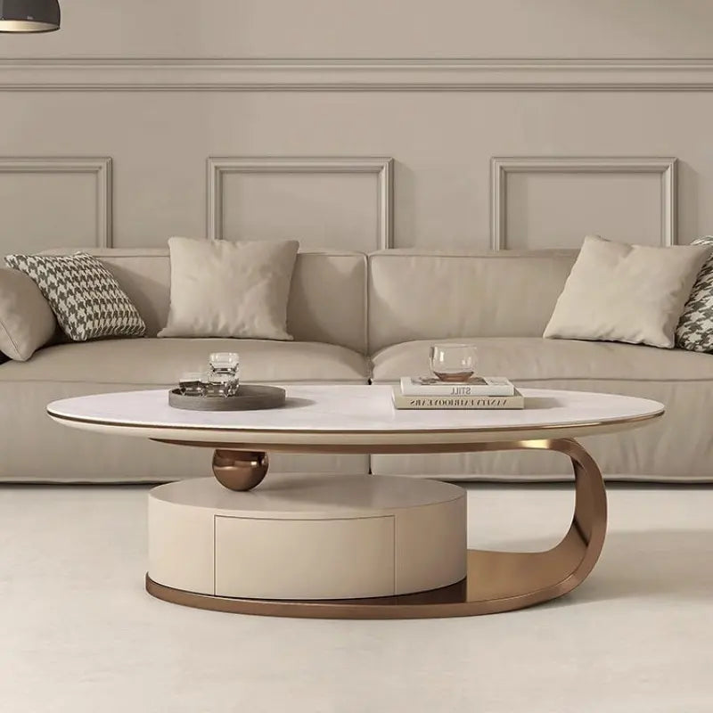 ZARA COFFEE TABLE -  - Marble Top with Gold Base