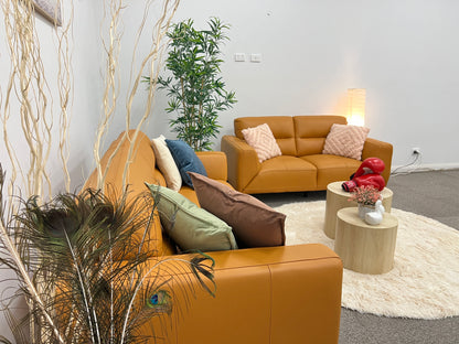 Orange 3 + 2 Seater Genuine Leather Sofa