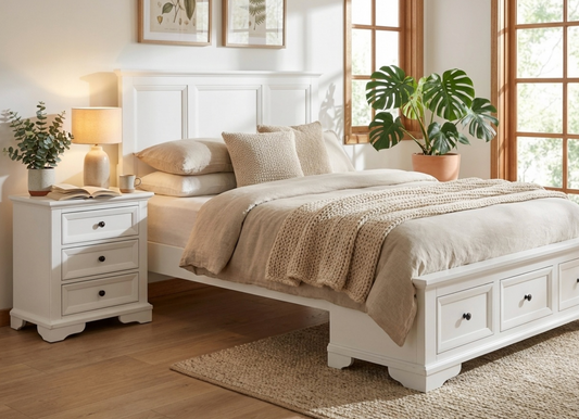 Sala White Bedroom Suite with Storage Drawers