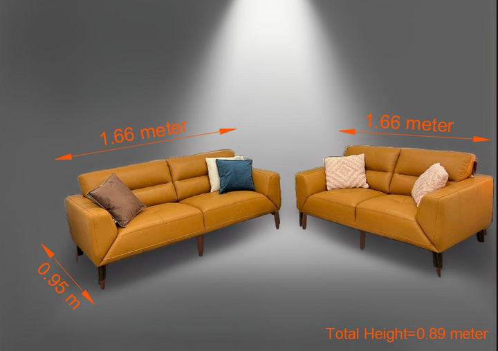Orange 3 + 2 Seater Genuine Leather Sofa
