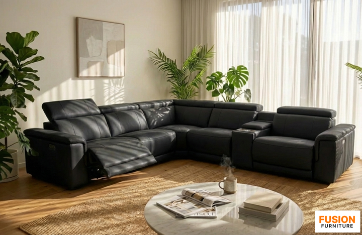 CENTRO THICK GENUINE LEATHER MODULAR ELECTRIC RECLINER