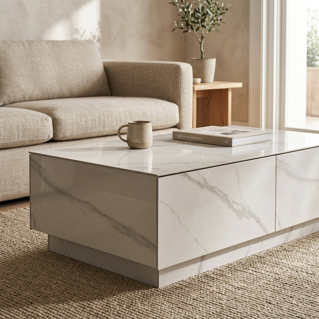 WHITE STONE COFFEE TABLE