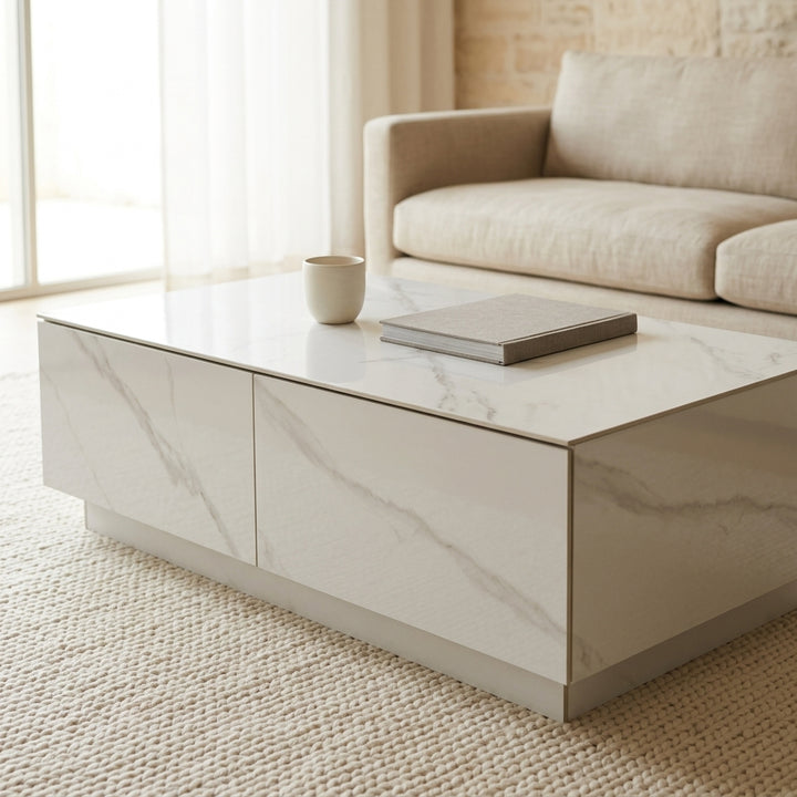 WHITE STONE COFFEE TABLE