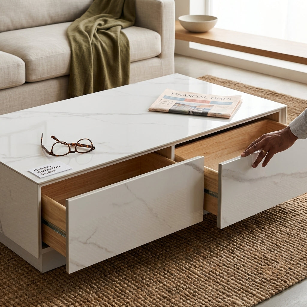 WHITE STONE COFFEE TABLE