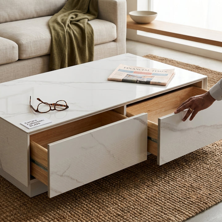 WHITE STONE COFFEE TABLE