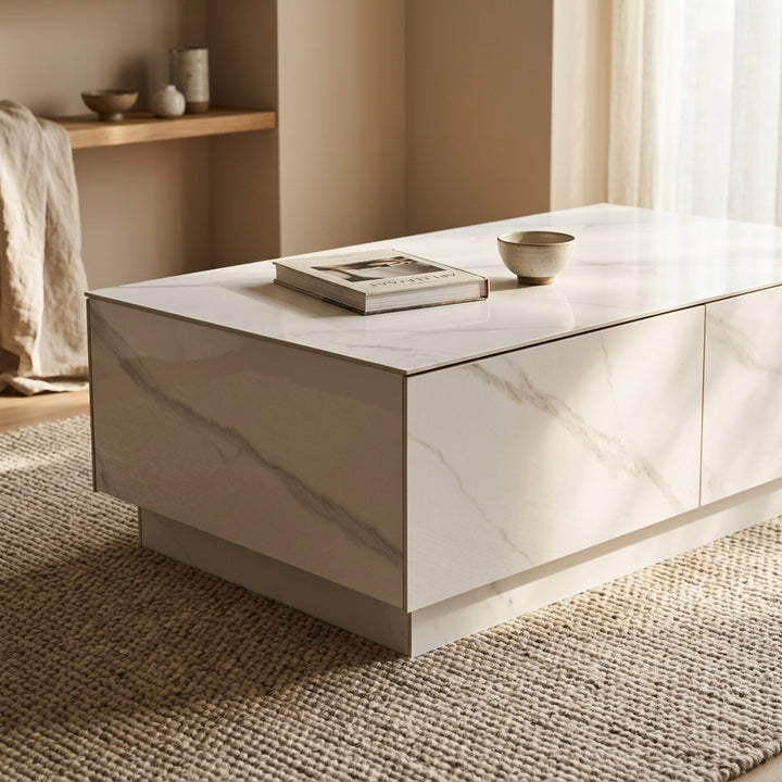 WHITE STONE COFFEE TABLE
