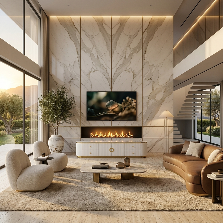 ZARA TV UNIT - Sintered Stone & Steel Entertainment Unit