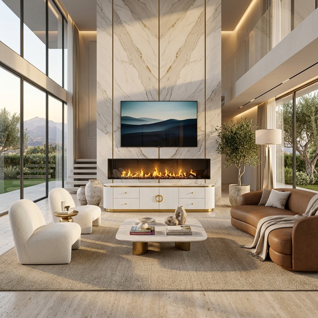 ZARA TV UNIT - Sintered Stone & Steel Entertainment Unit