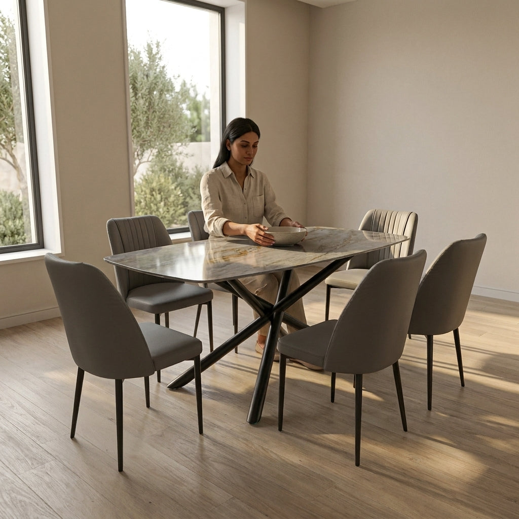 LILY Dining Table With 6 FREE Chairs