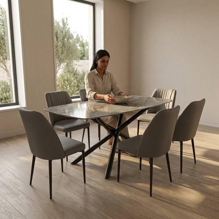 LILY Dining Table With 6 FREE Chairs