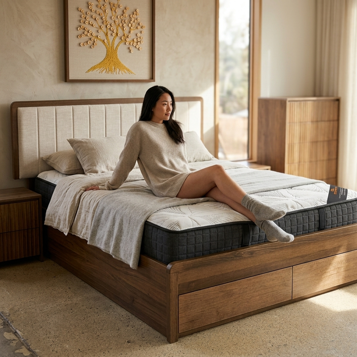 BARCELONA Wooden Bed W/ Storage