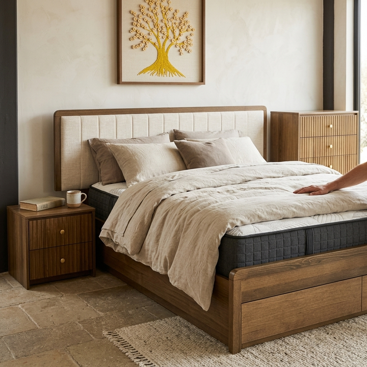 BARCELONA Wooden Bed W/ Storage